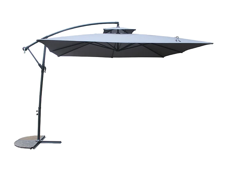 CAPRI - Parasol carré déporté 3x3 gris en aluminium