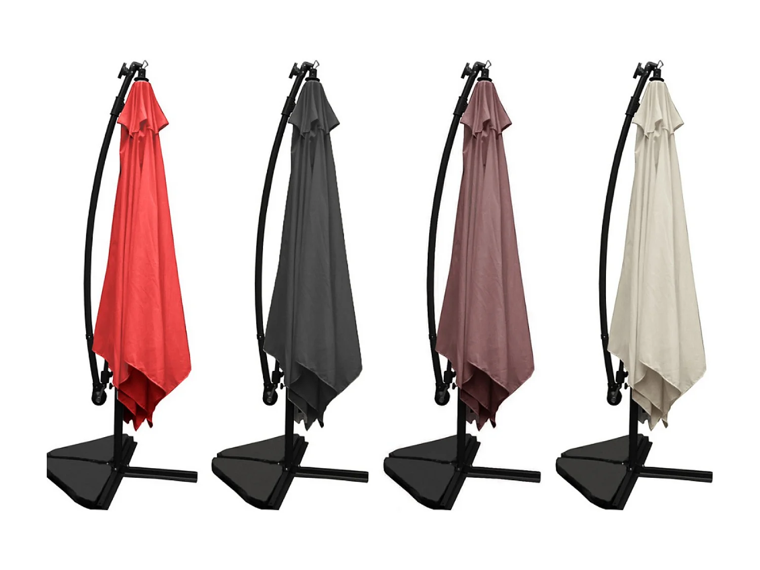 Parasol ecru déporté carré 3 x 3 m led SOLENZARA