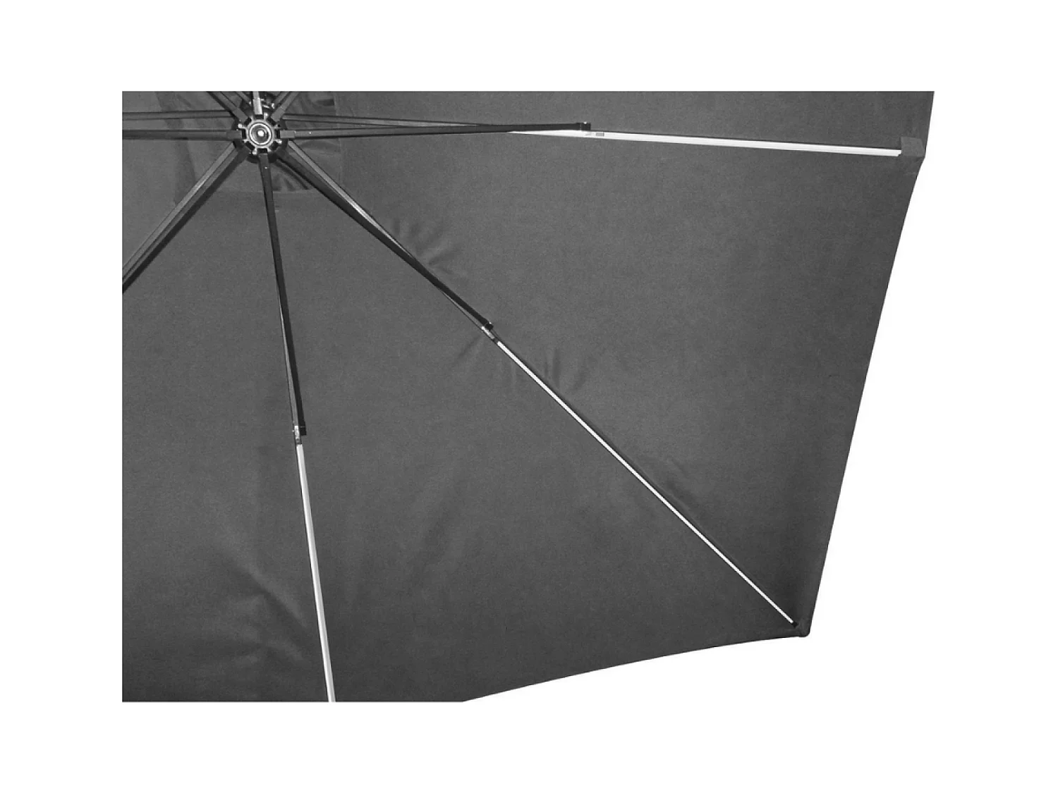 Parasol excéntrico cuadrado con LED de 3x3 m gris SOLENZARA