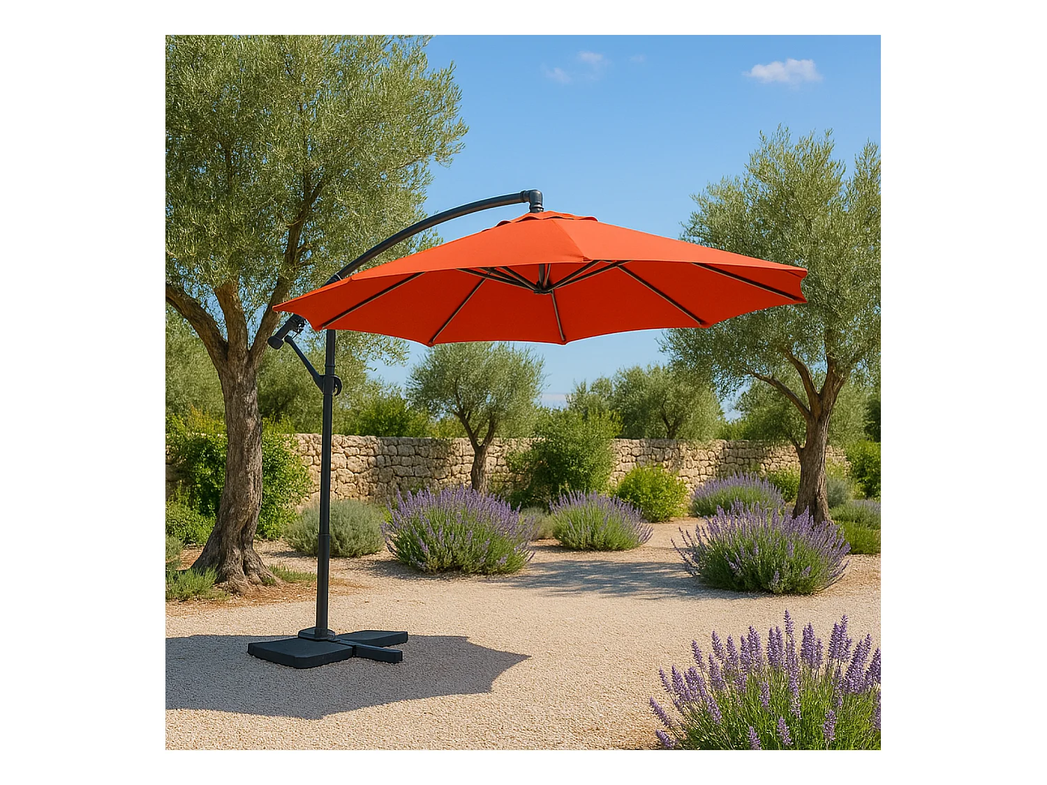 Ombrellone decentrato con LED terracotta 3 x 3 m SOLENZARA