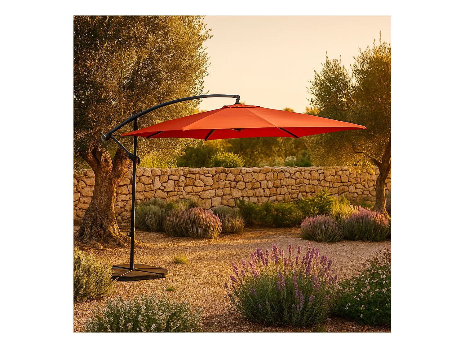 Ombrellone decentrato con LED terracotta 3 x 3 m SOLENZARA