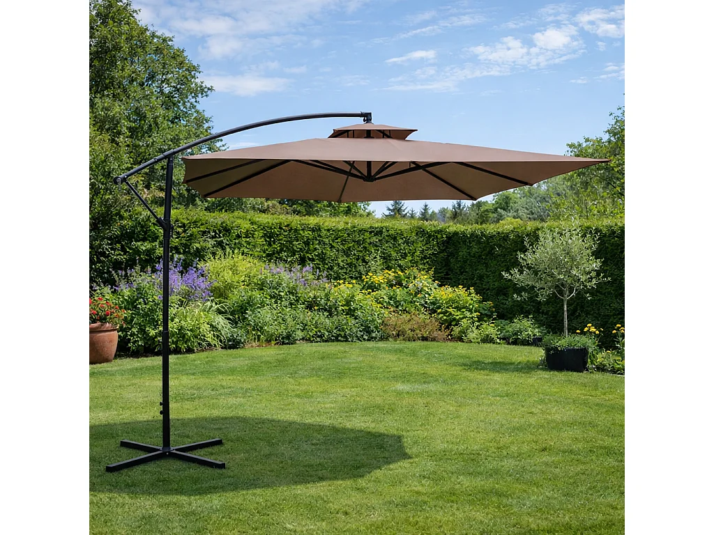 Guarda-sol deslocado redondo 3m chocolate CAPRI