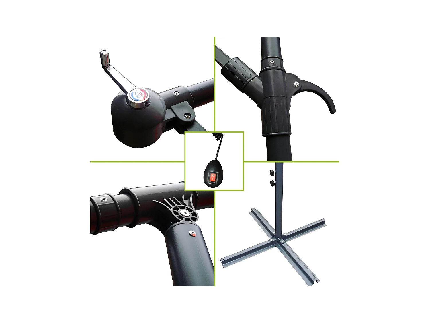 Solenzara Bulle écru : parasol LED déporté 3x3m SOLENZARA