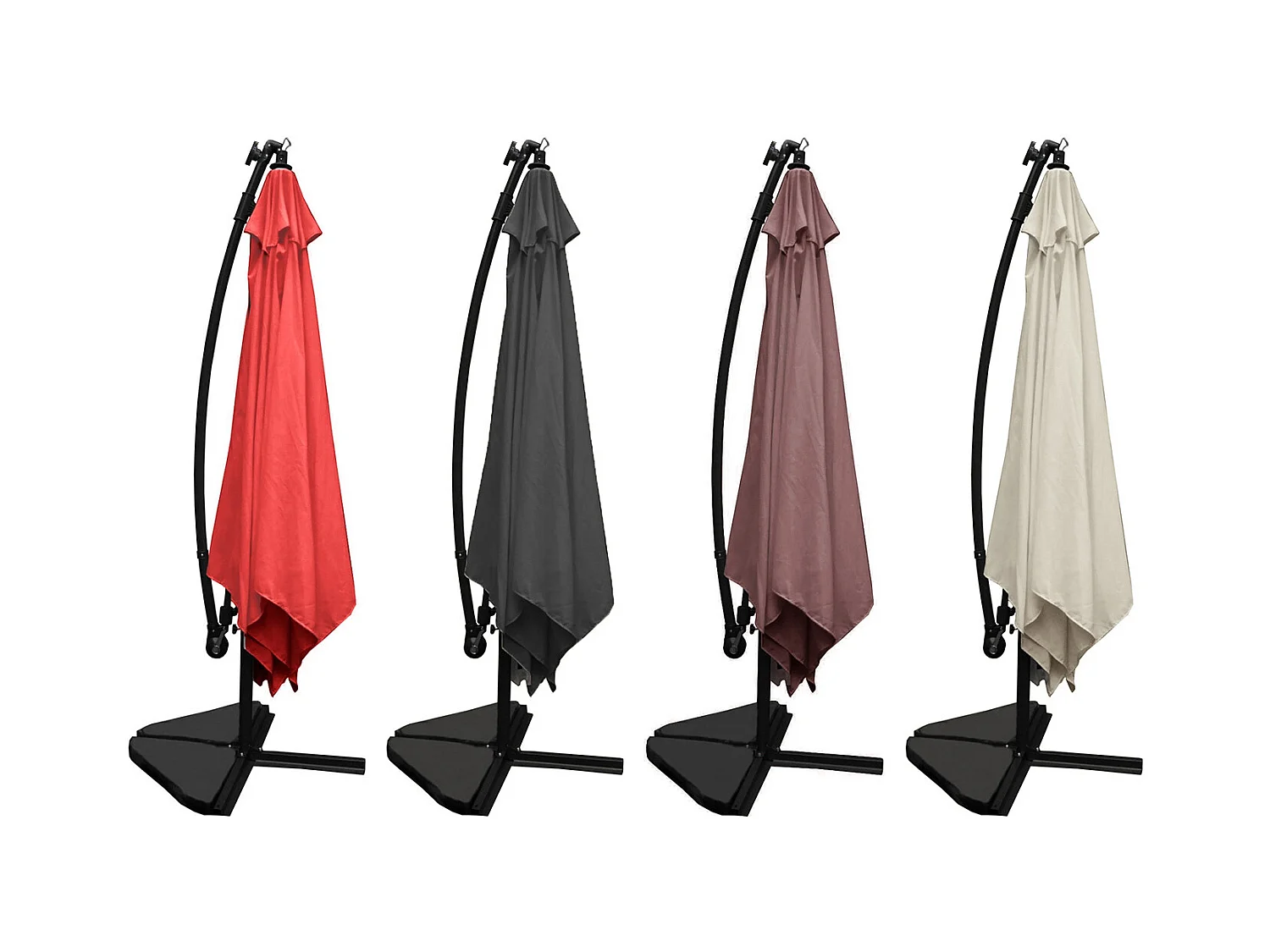 Solenzara Bulle écru : parasol LED déporté 3x3m SOLENZARA