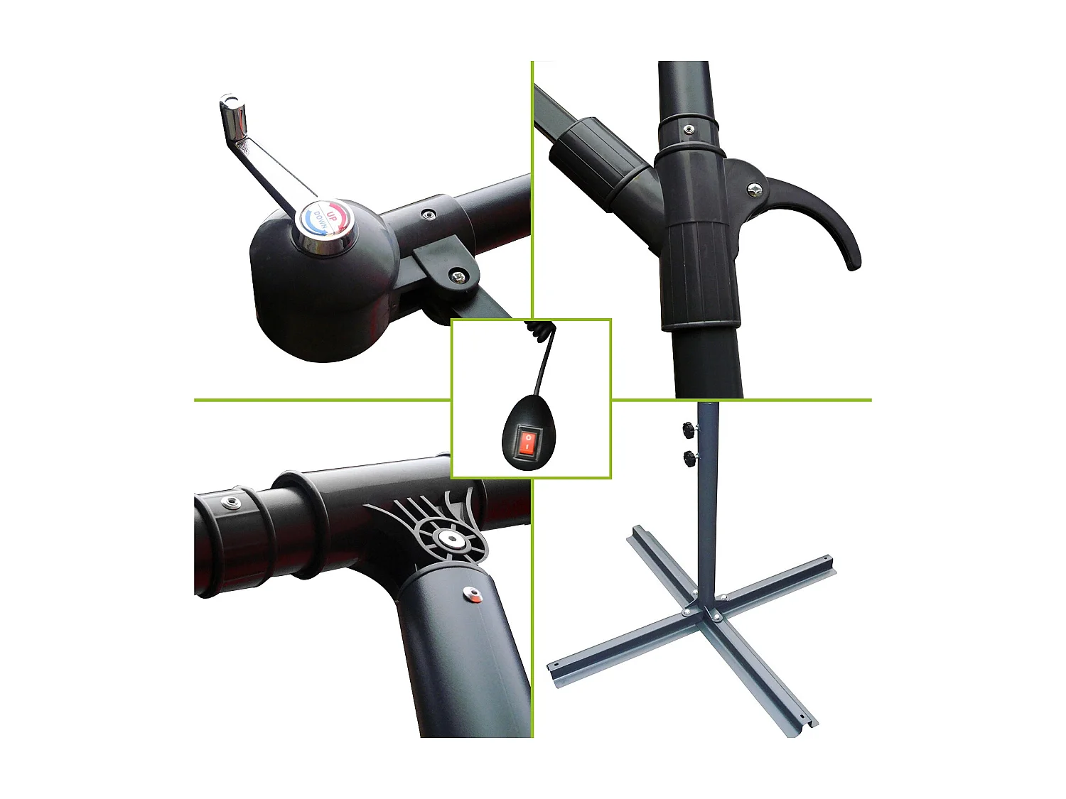 Solenzara Bulle écru : parasol LED déporté 3x3m SOLENZARA