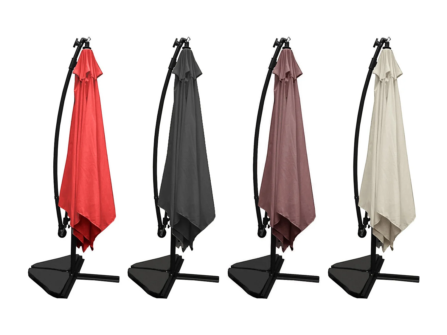 Solenzara Bulle écru : parasol LED déporté 3x3m SOLENZARA