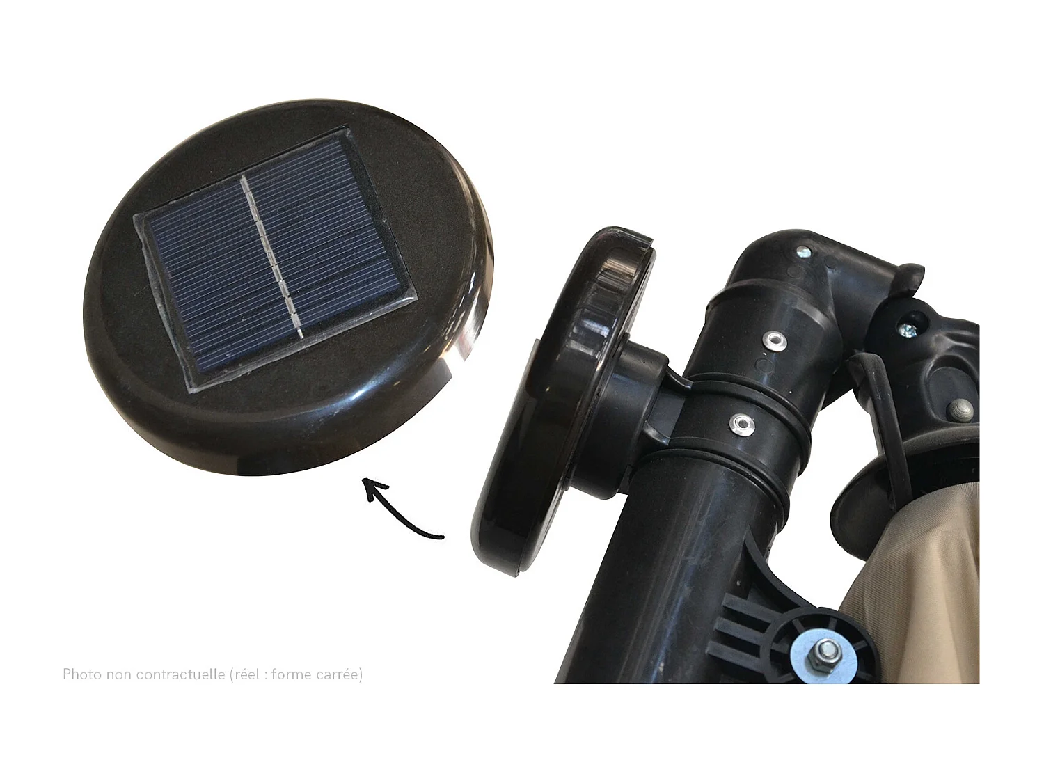 Solenzara Bulle écru : parasol LED déporté 3x3m SOLENZARA