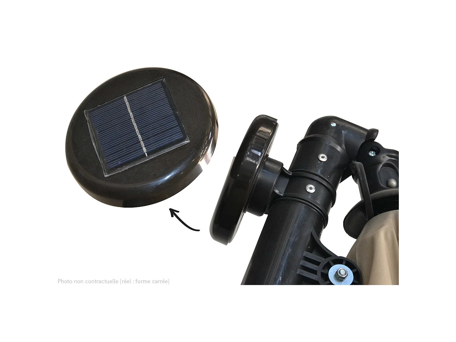 Parasol  ecru déporté carré 3 x 3 m led SOLENZARA