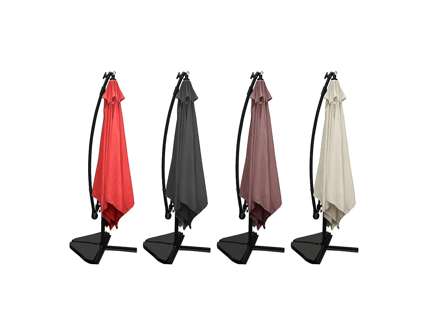 Parasol  ecru déporté carré 3 x 3 m led SOLENZARA