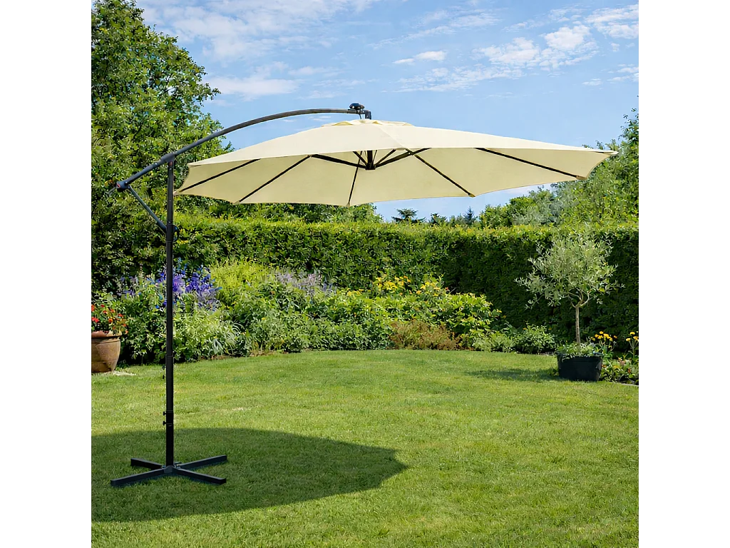 Solenzara Bulle écru : parasol LED déporté 3x3m SOLENZARA