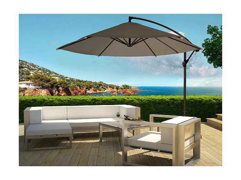 Parasol excéntrico Ø 300 cm gris PORTICCIO