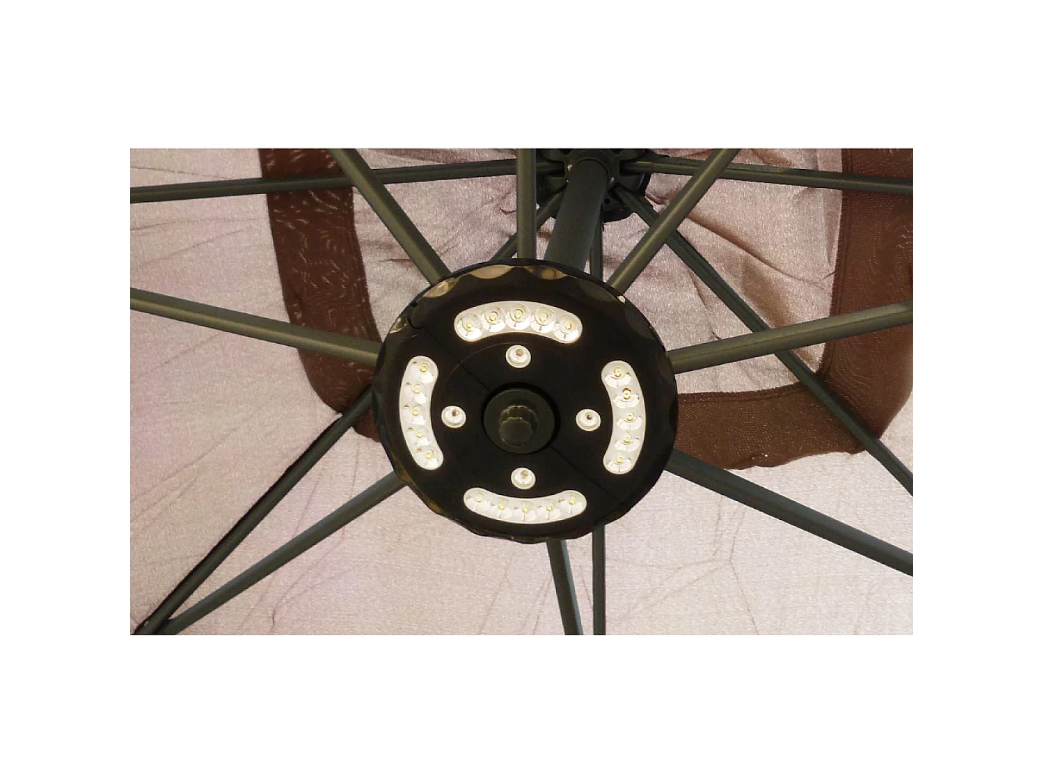 Parasol  marron déporté carré 3 x 3 m led SOLENZARA