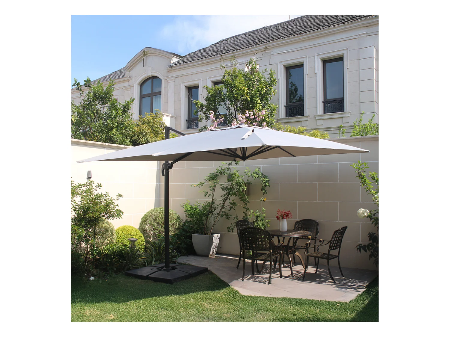 Verstelbare Vierkante Draaibare Zweefparasol 360° 3x3m Beige PALATINO