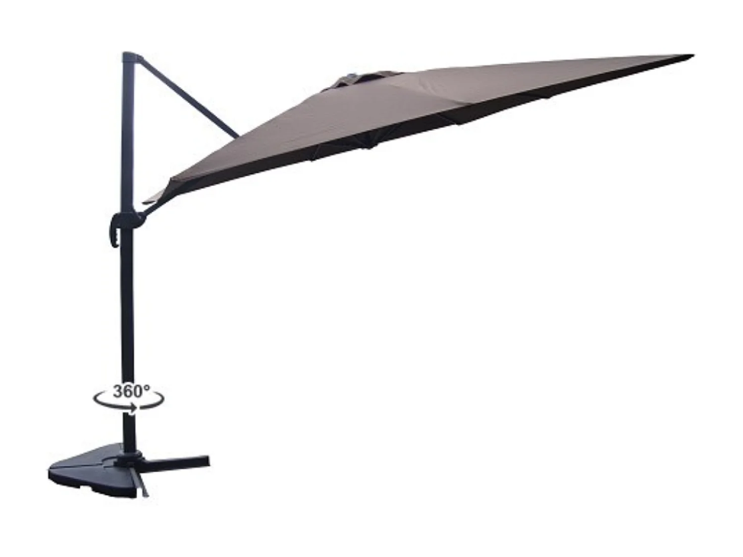 Verstelbare rechthoekige draaibare parasol 360° 3x4m chocolade CESARE