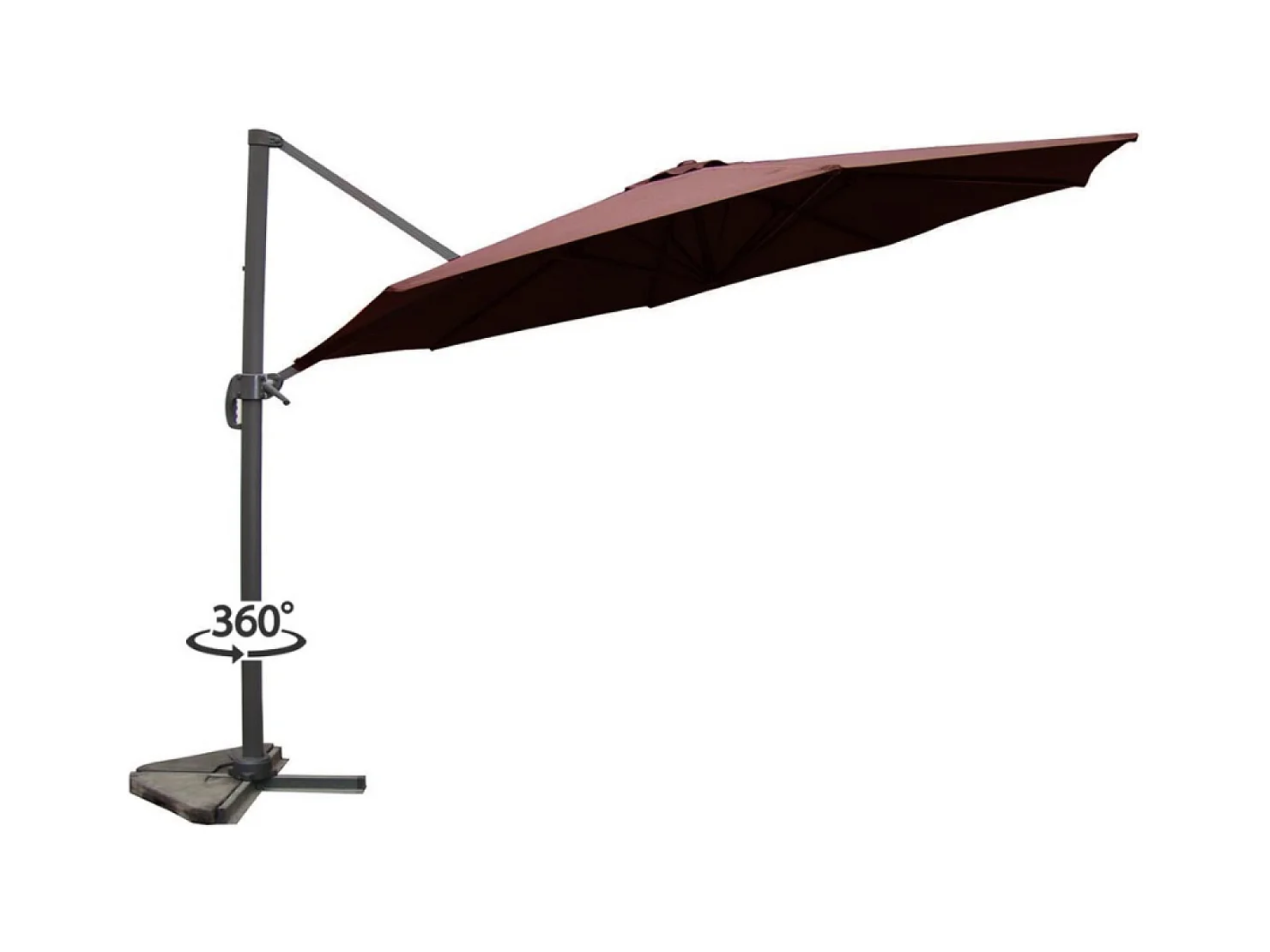 Sonnenschirm mit Schwenkarm Rund 350cm Drehbar Schokolade Solenzara