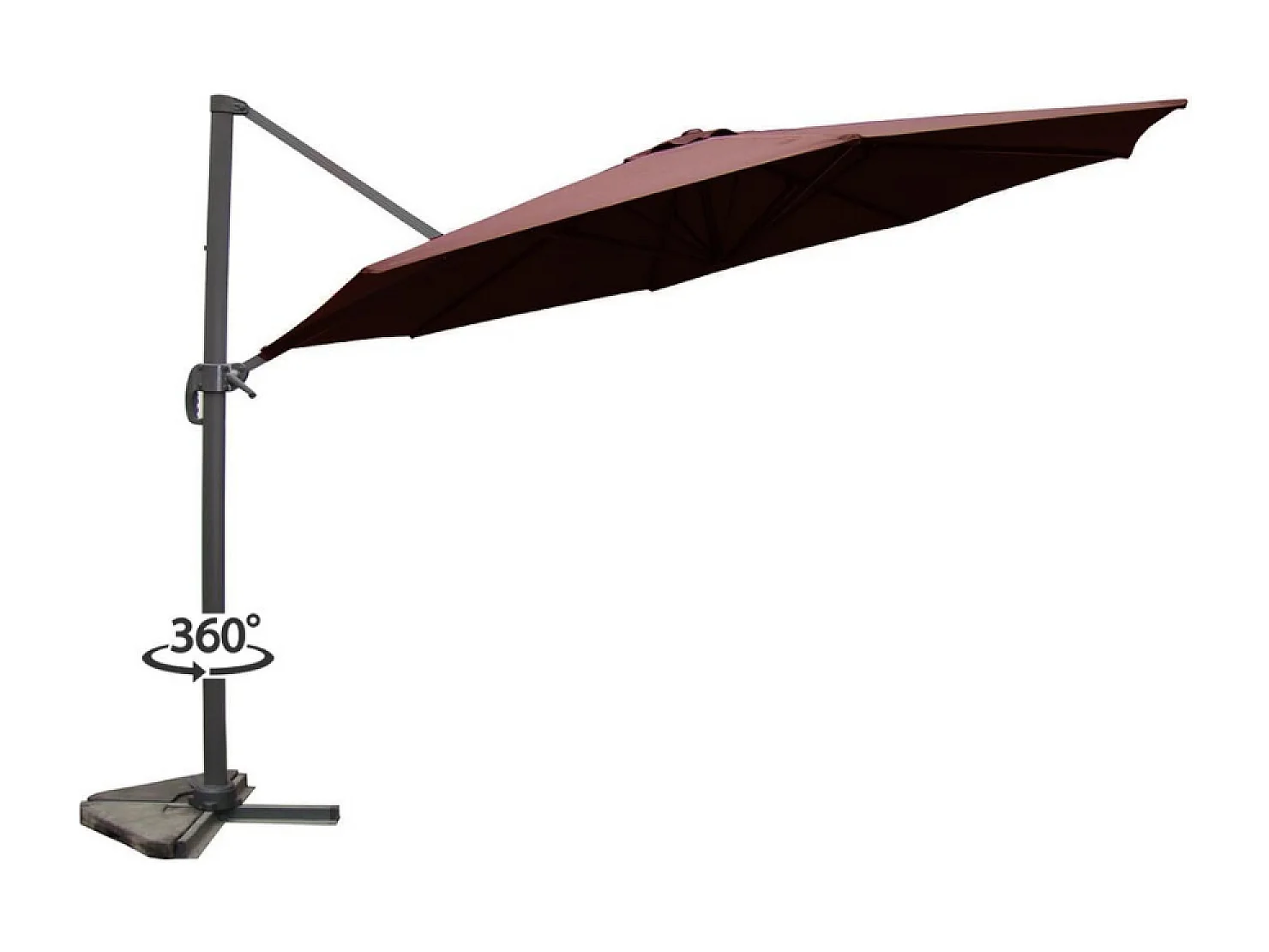 Parasol marron droit rond 3,5 x 3,5 m rotatif à 360 CASTILLO