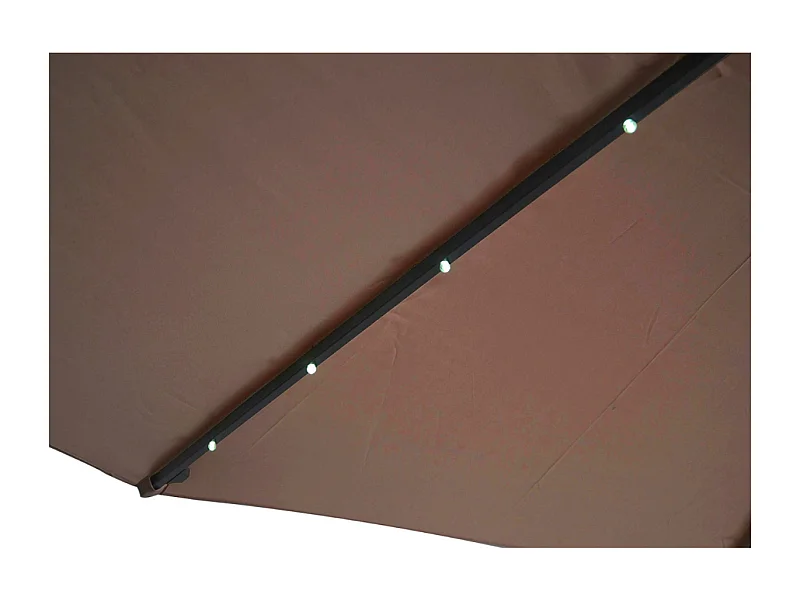 Versetzter LED-Strandschirm 3x3m quadratisch Schokolade SOLENZARA BULLE