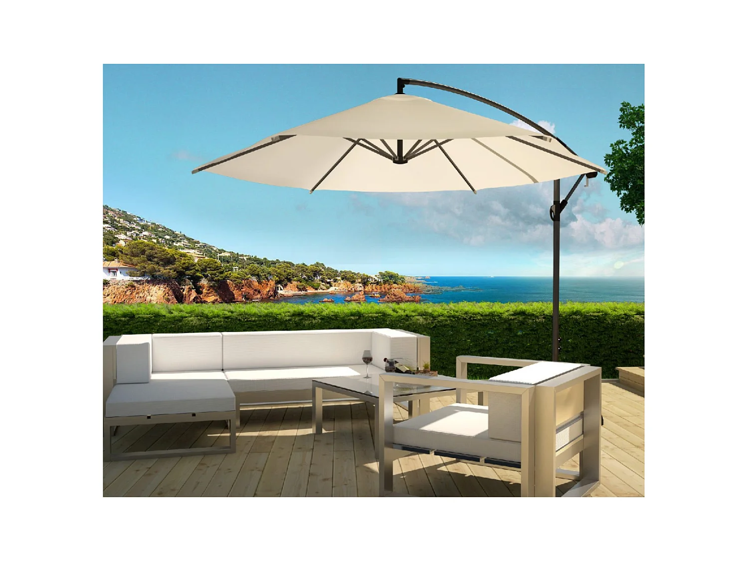 Parasol excéntrico Ø 300 cm crudo PORTICCIO