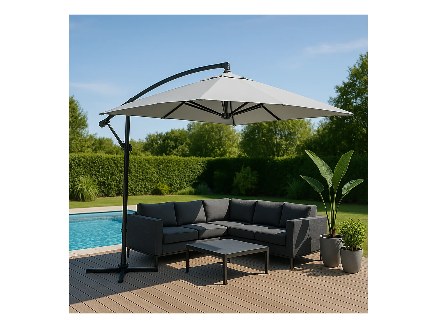 Runder 3m Sonnenschirm in Ecru CAPRI