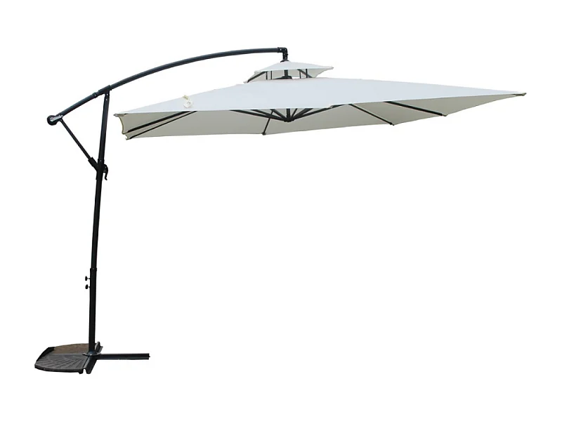 CAPRI - Parasol carré déporté 3x3 écru en aluminium