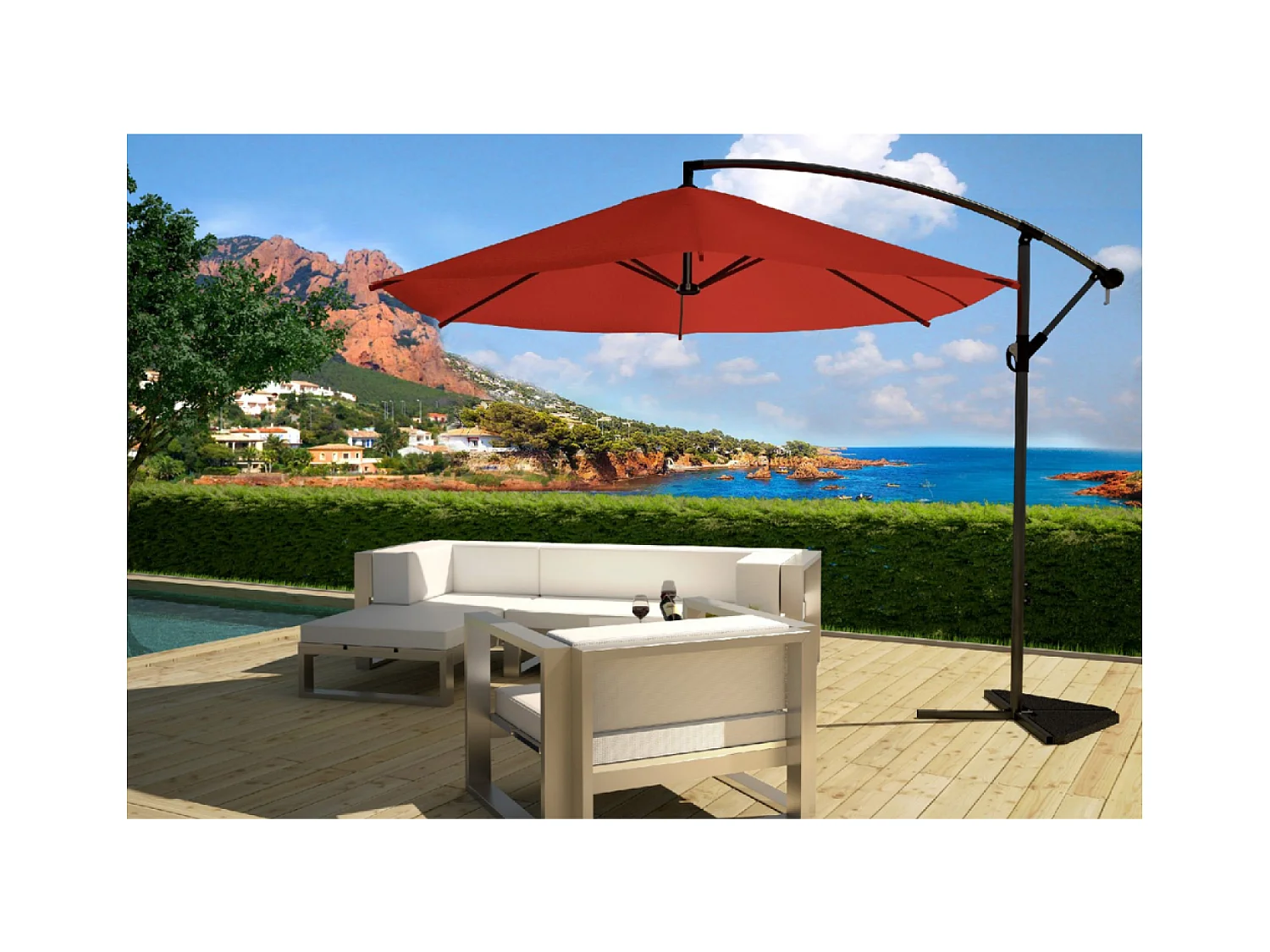 Parasol excéntrico Ø 300 cm terracota PORTICCIO