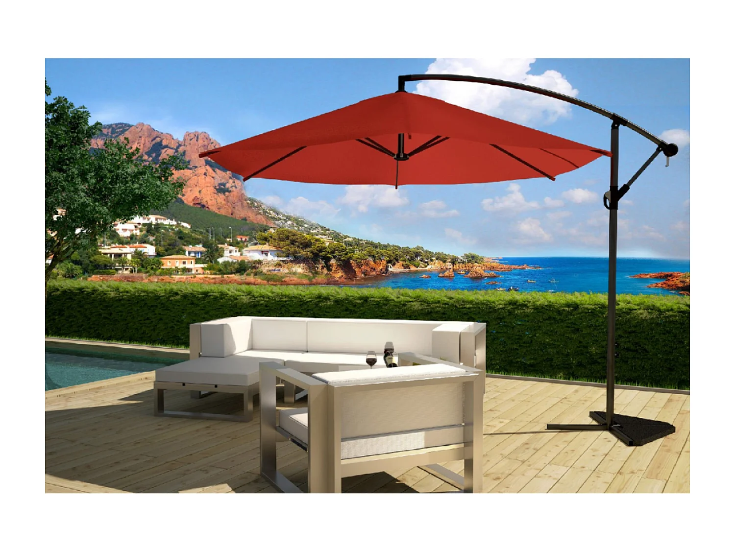 Ombrellone decentrato terracota Ø 3m PORTICCIO