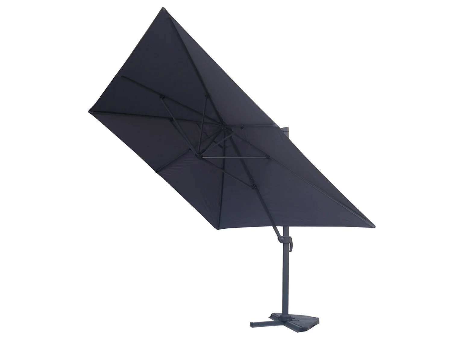 Parasol excéntrico, cuadrada de 3x3 m, giratoria 360 ° gris PALATINO