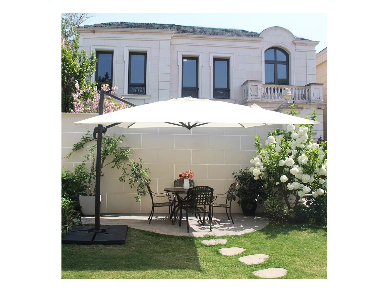 Parasol déporté et rotatif 3 x 4 m écru CESARE