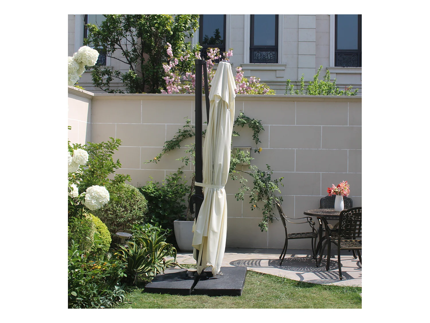 Parasol déporté et rotatif 3 x 4 m écru CESARE