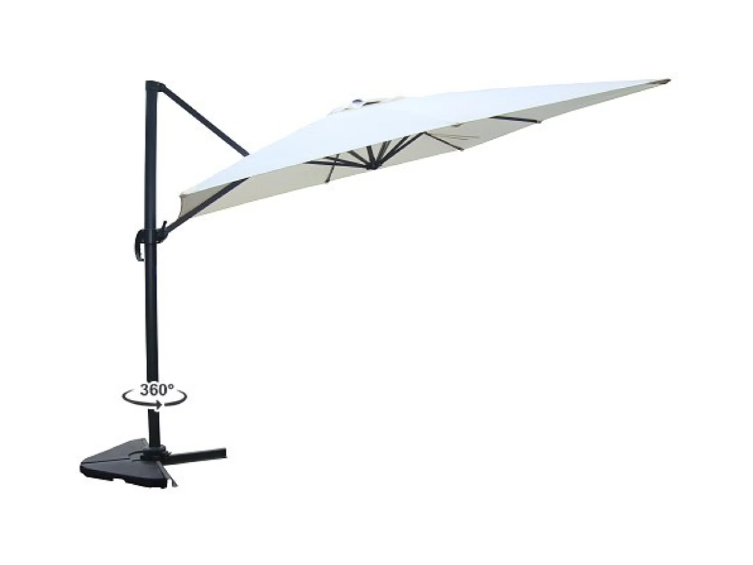 Parasol déporté et rotatif 3 x 4 m écru CESARE