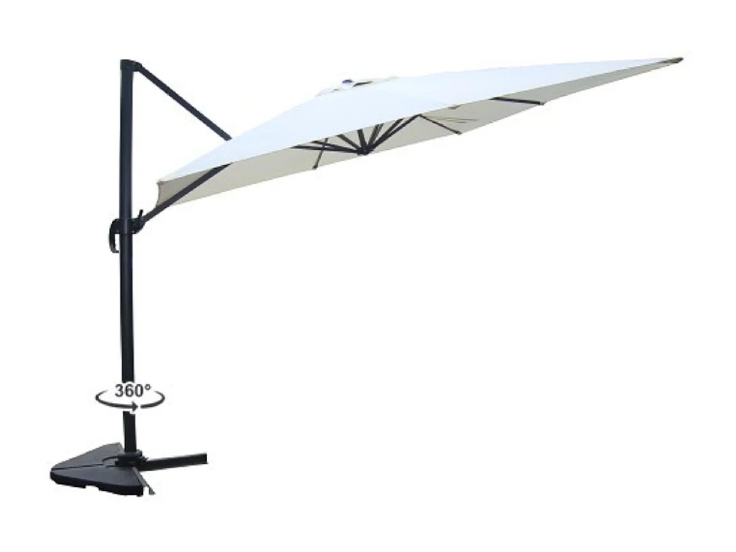Parasol ecru déporté rectangle 3 x 4 m rotatif à 360 CESARE