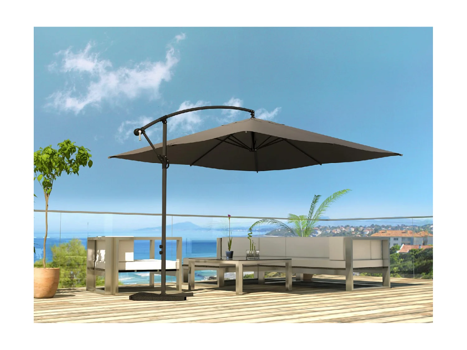 Parasol carré 3x3m gris SOLENZARA