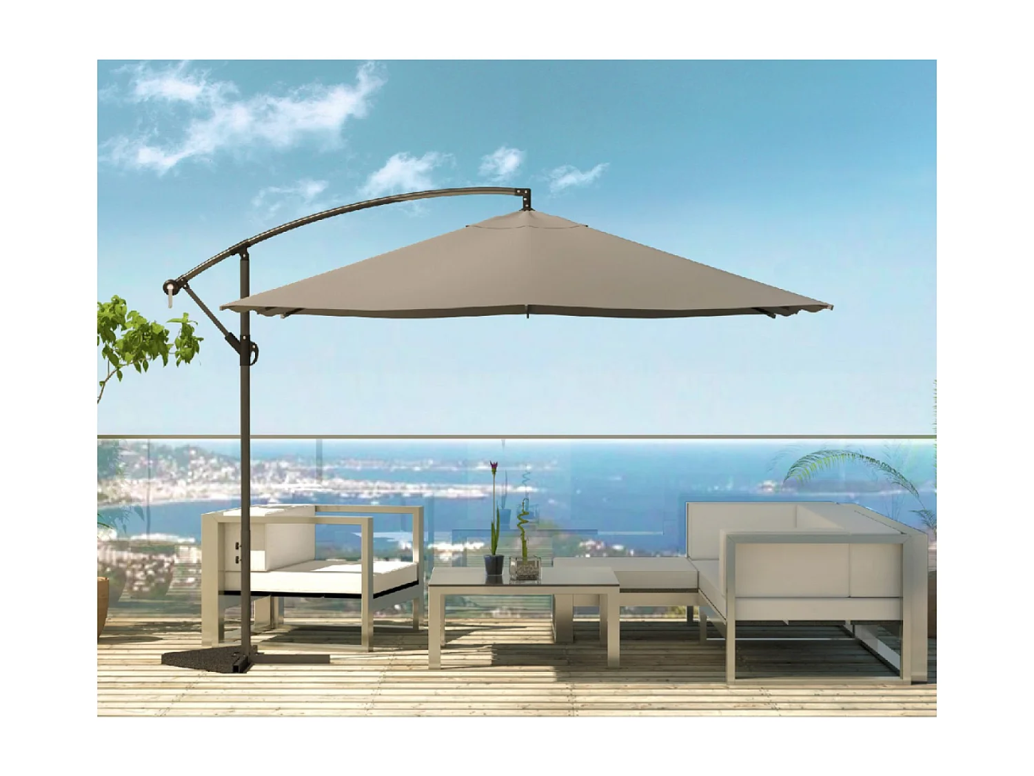 Ombrellone decentrato grigio 3 x 3 m SOLENZARA