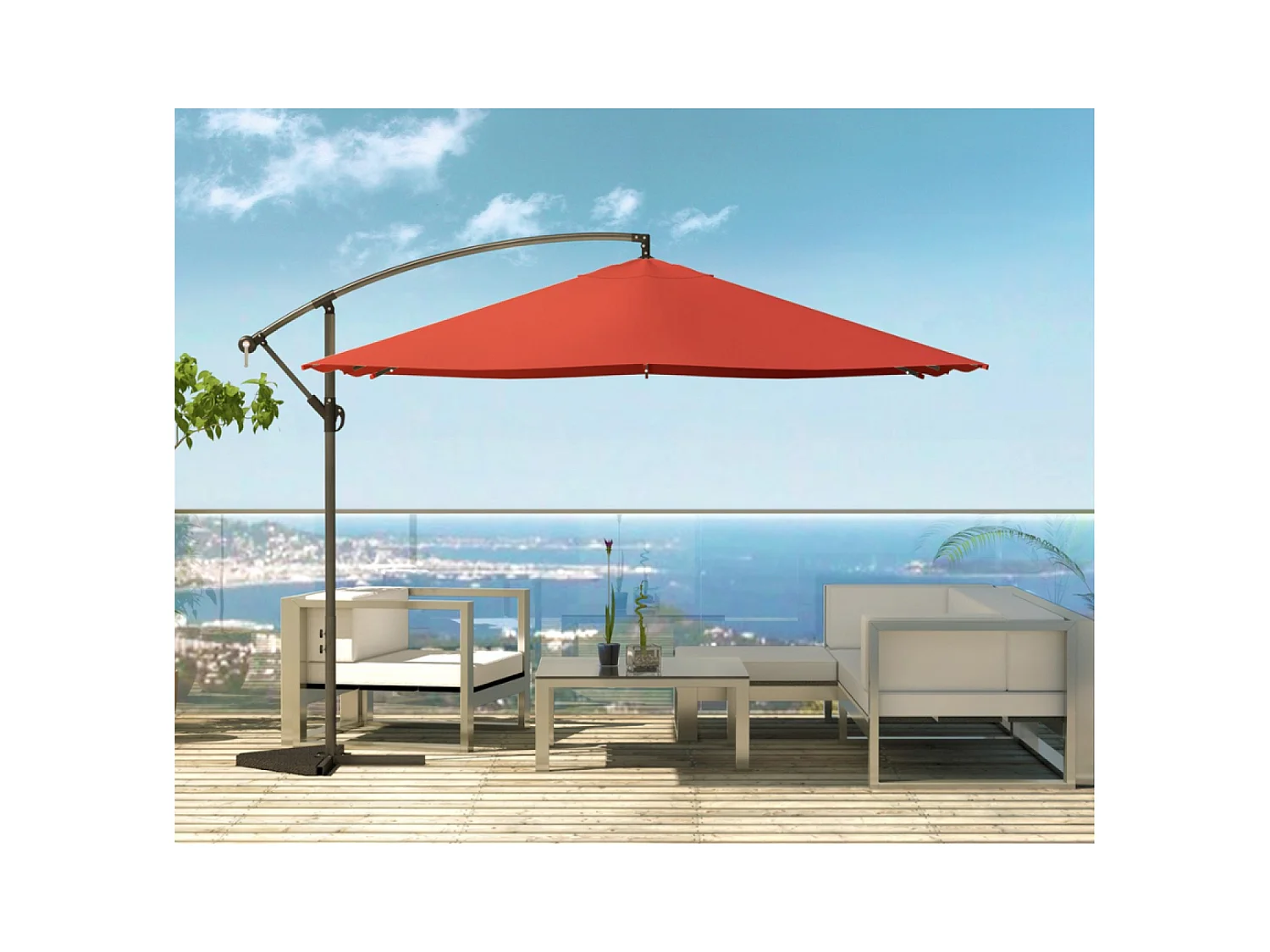 Ombrellone decentrato con LED terracotta 3 x 3 m SOLENZARA