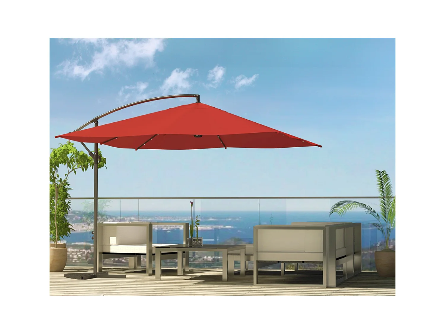 Ombrellone decentrato con LED terracotta 3 x 3 m SOLENZARA