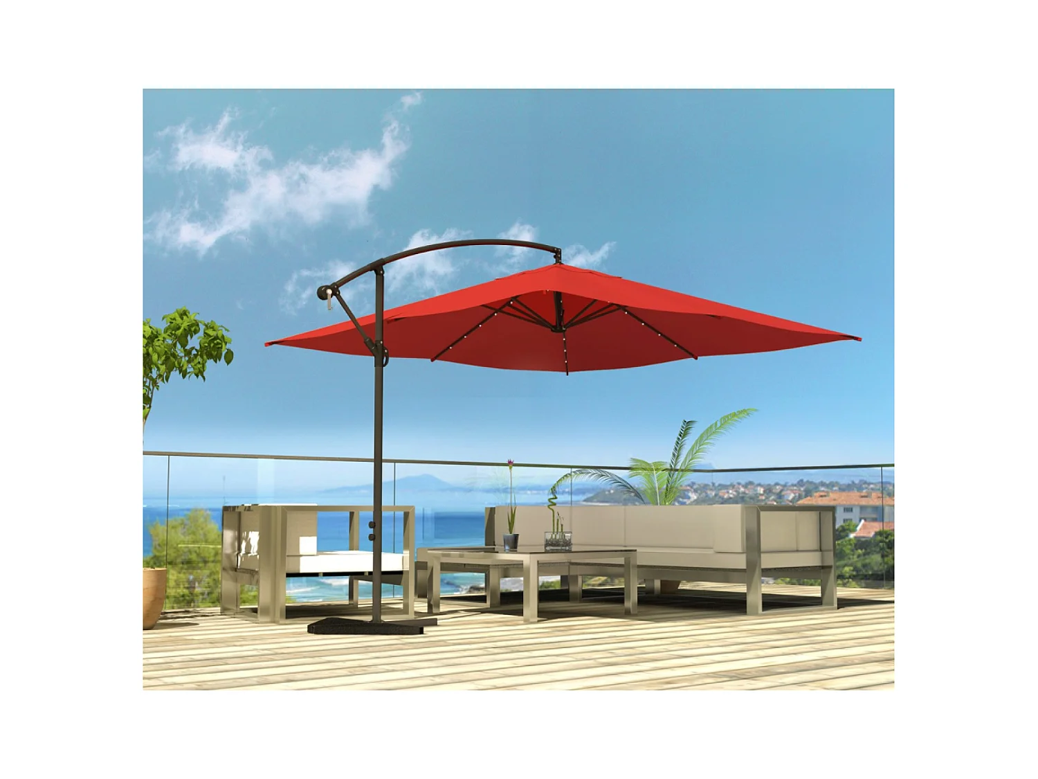 Ombrellone decentrato con LED terracotta 3 x 3 m SOLENZARA