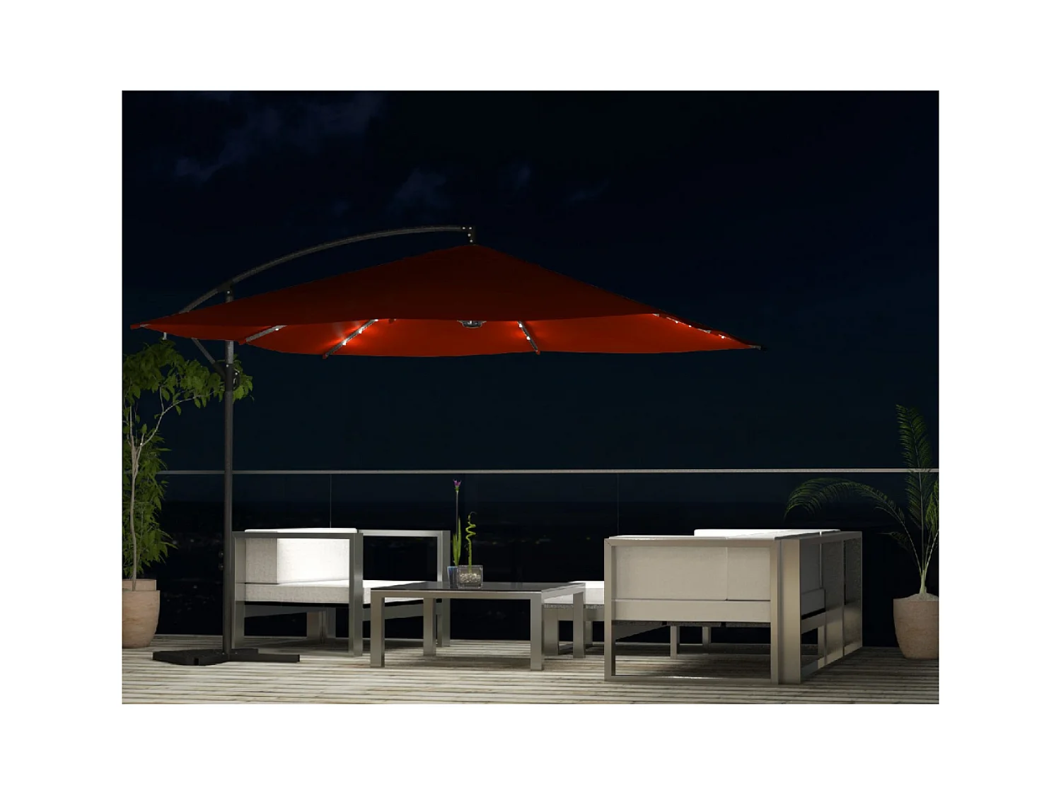 Ombrellone decentrato con LED terracotta 3 x 3 m SOLENZARA