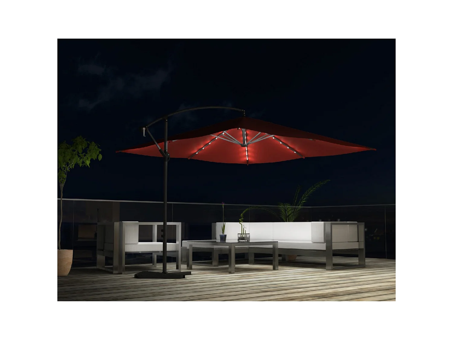 Ombrellone decentrato con LED terracotta 3 x 3 m SOLENZARA