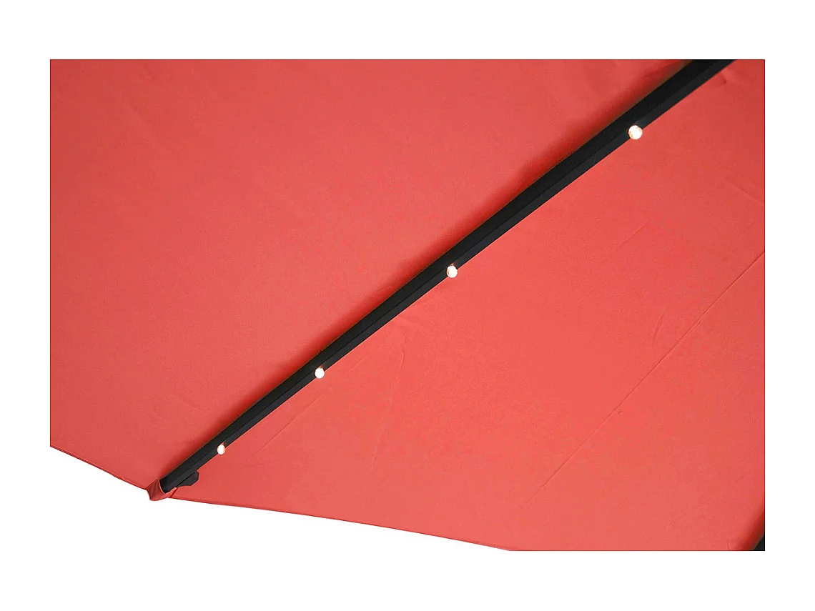 Parasol excéntrico cuadrado con LED de 3x3 m terracota SOLENZARA