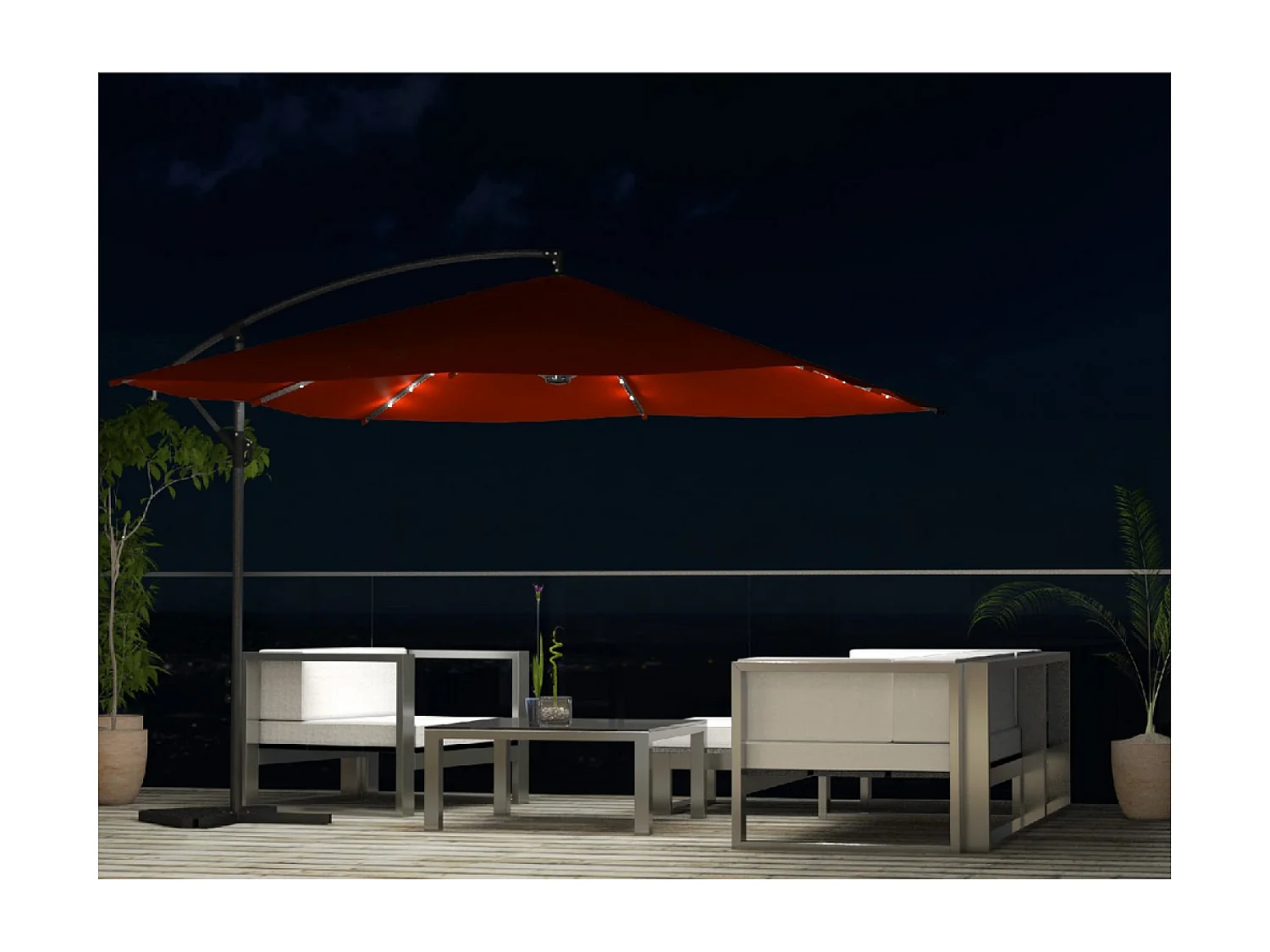 Solenzara Bulle terracotta : parasol LED déporté 3x3m SOLENZARA