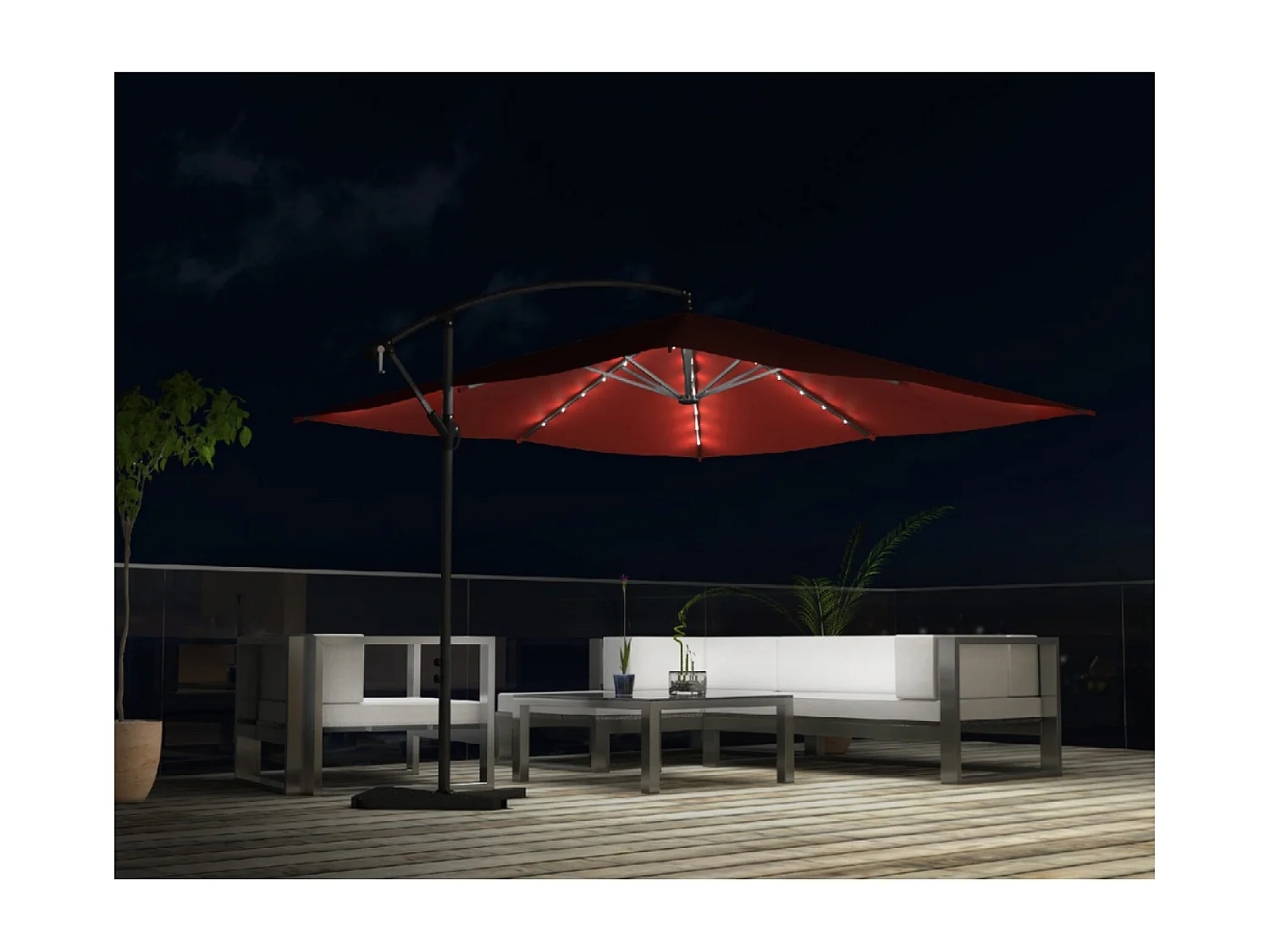Solenzara Bulle terracotta : parasol LED déporté 3x3m SOLENZARA