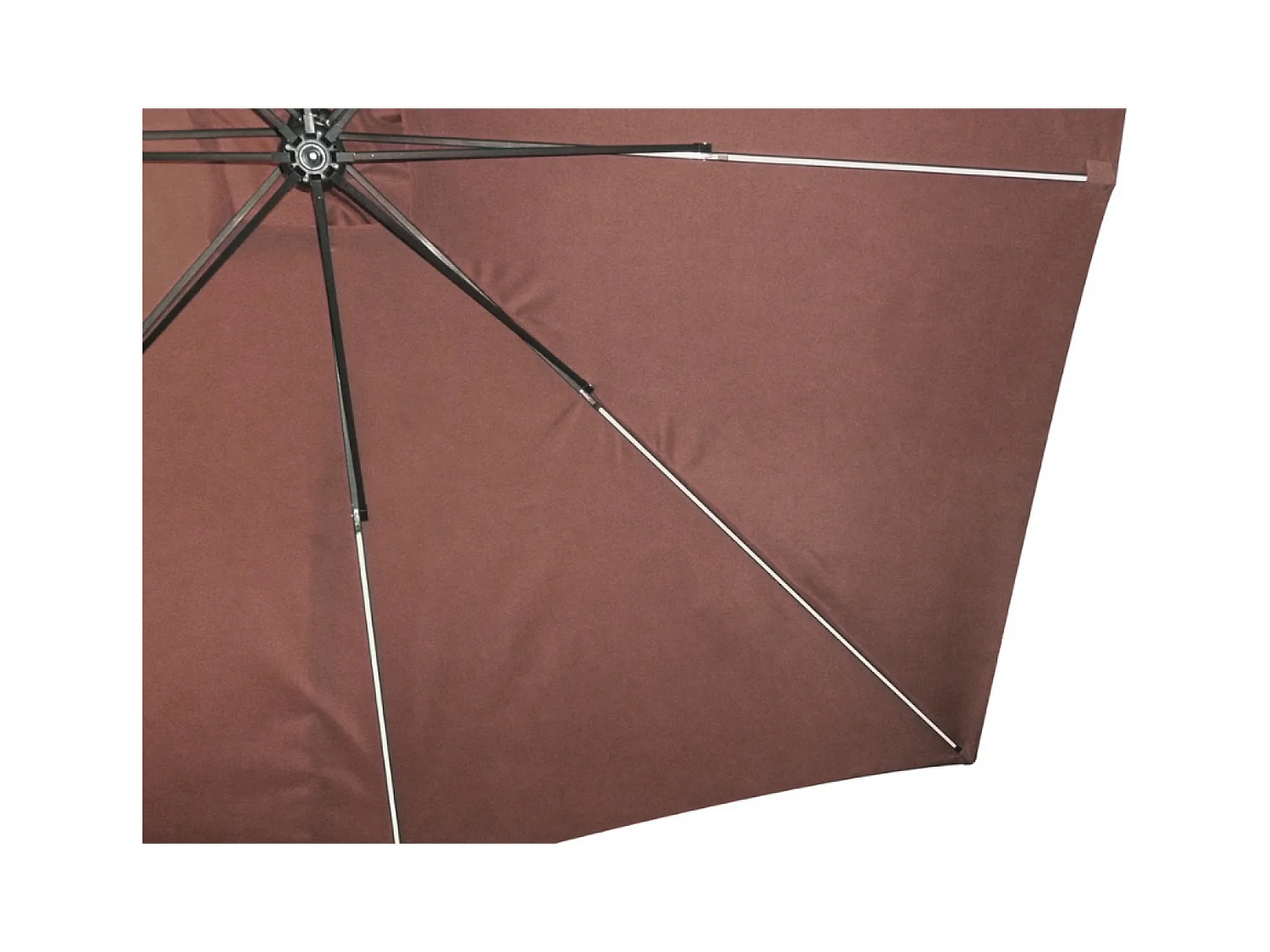 Parasol excéntrico cuadrado con LED de 3x3 m chocolate SOLENZARA