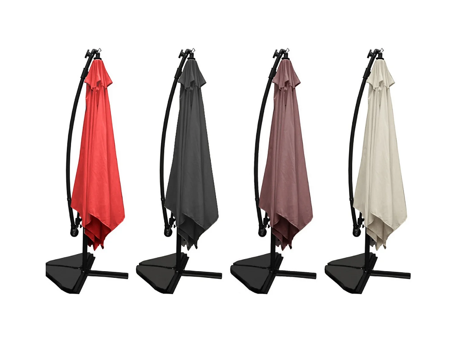 Parasol excéntrico cuadrado con LED de 3x3 m chocolate SOLENZARA