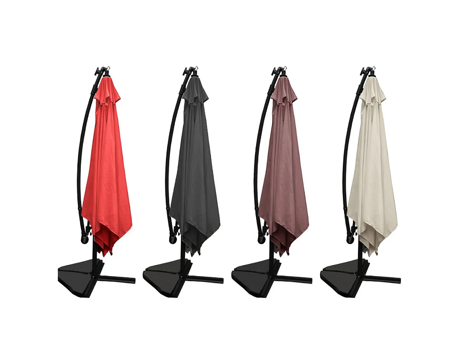 Parasol  marron déporté carré 3 x 3 m led SOLENZARA
