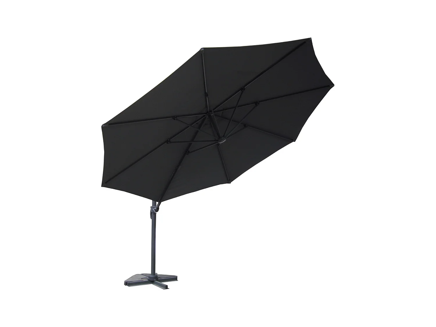Parasol déporté et rotatif diamètre 3,5 m gris CASTILLO