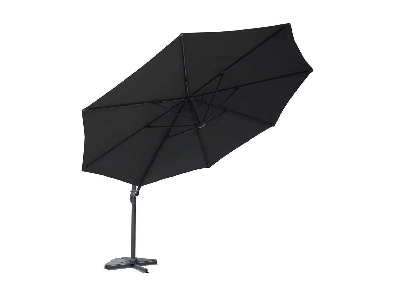 Parasol déporté et rotatif diamètre 3,5 m gris CASTILLO