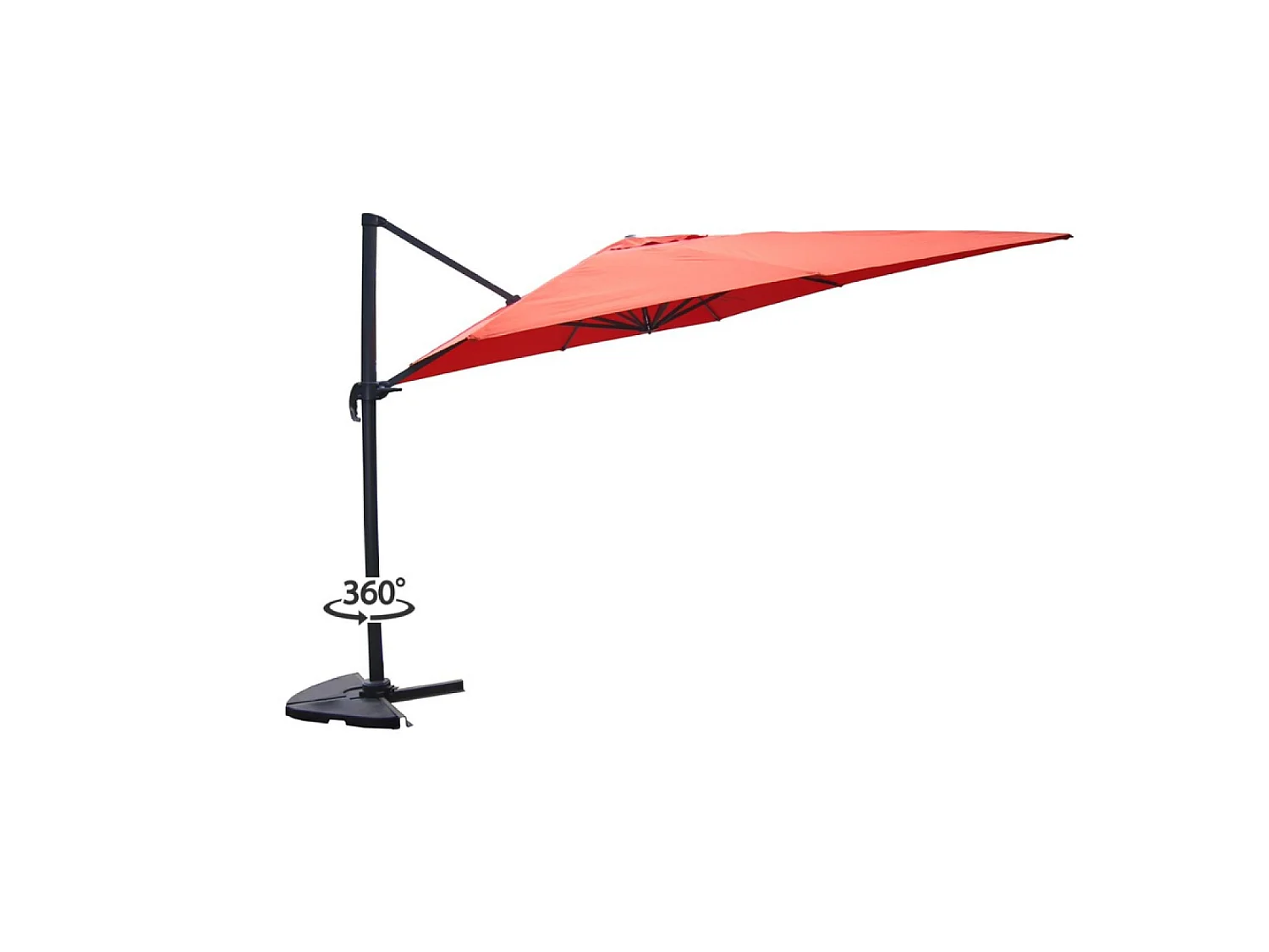 Versetzter Quadratischer Sonnenschirm 3x3m 360° Drehbar Terrakotta - Palatino