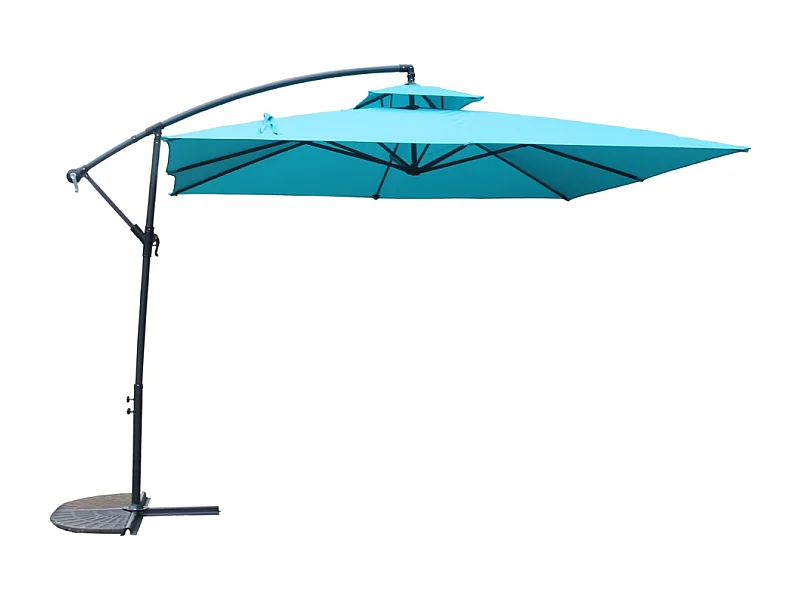 Verplaatste Ronde Parasol Blauw Capri 3m - Aluminium Epoxy, Polyester Doek 160g/m²