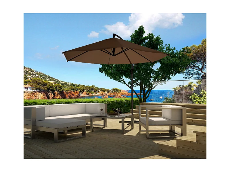 Parasol déporté diamètre 3m chocolat PORTICCIO