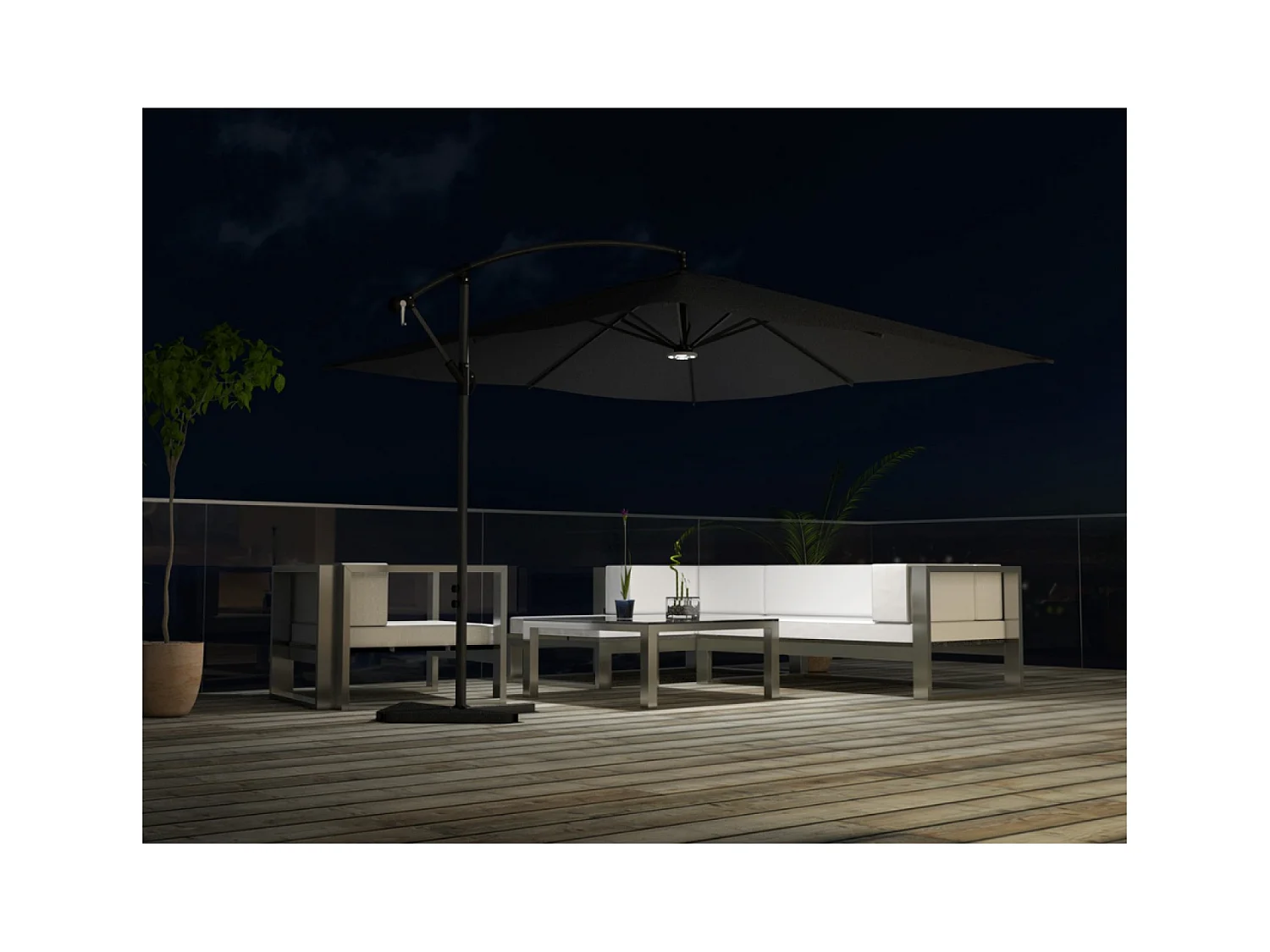 Ombrellone decentrato con LED grigio 3 x 3 m SOLENZARA